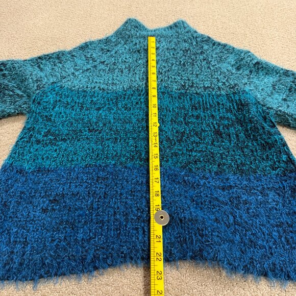 Sigrid Olsen Fuzzy Cardigan Sweater Ombre Blue Wool Artsy Boho LARGE#SOMU6920 - Picture 15 of 15